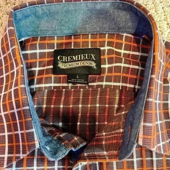 Cremieux Premium Denim men’s Large long sleeve button down shirt, plaid - Picture 3 of 6